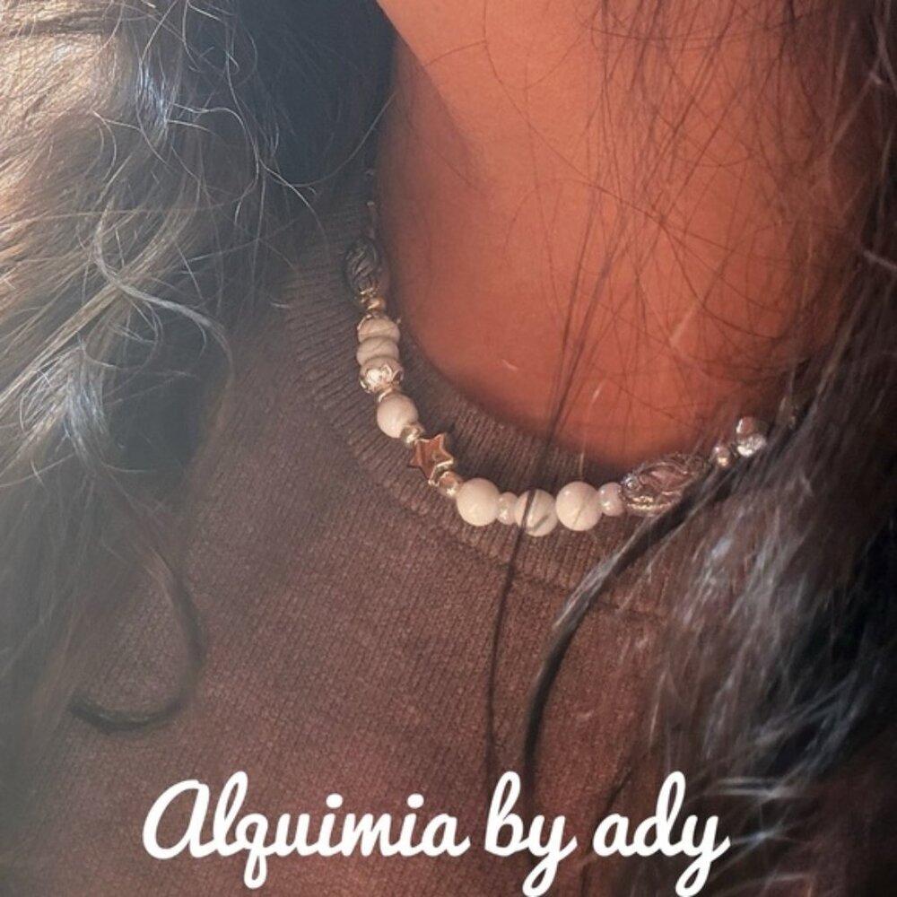 ⭐ SUMMER CHOKER GLAM | White Turquoise & Silver Star Necklace